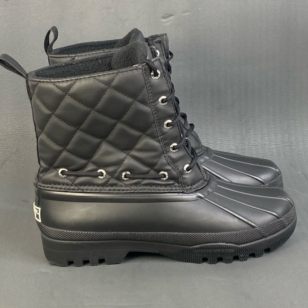Sperry Quilted Top Sider Gosling Black Waterproof Boot shoes women size 7